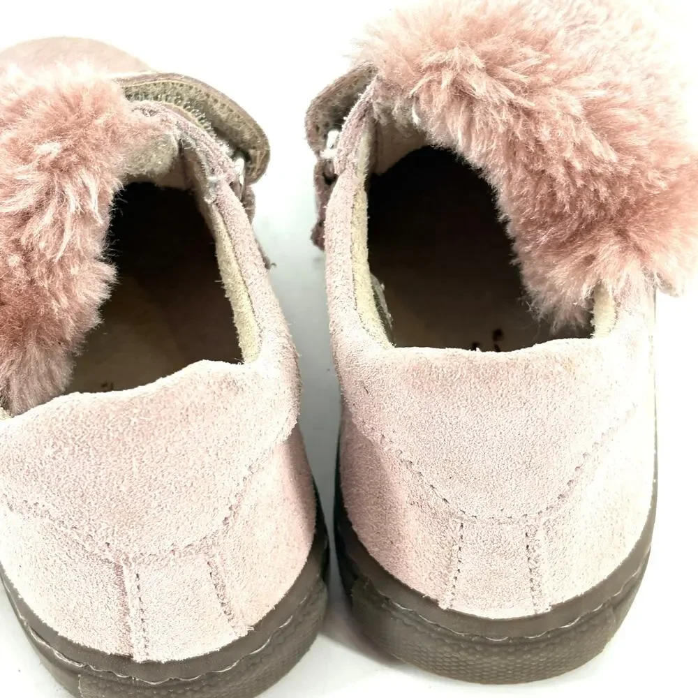 Little Eric Suede Fur Booties 6 22 Pink Walker Shoes Made in Italy